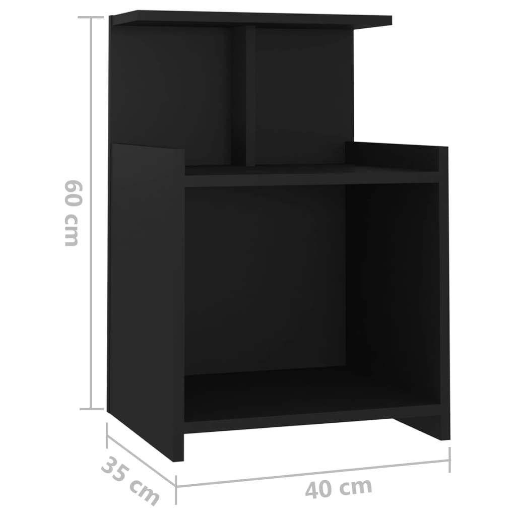 vidaXL Bed Cabinet Black 40x35x60 cm Engineered Wood