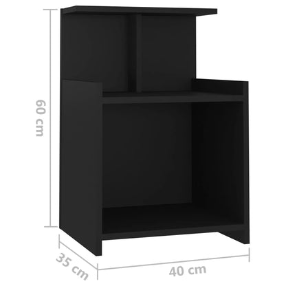 vidaXL Bed Cabinet Black 40x35x60 cm Engineered Wood