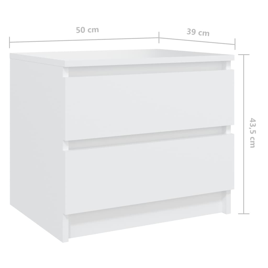 806194 vidaXL Bed Cabinets 2 pcs White 50x39x43,5 cm Engineered Wood