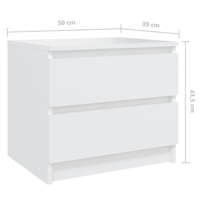 806194 vidaXL Bed Cabinets 2 pcs White 50x39x43,5 cm Engineered Wood