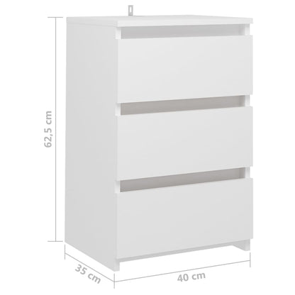 806211 vidaXL Bed Cabinet White 40x35x62,5 cm Engineered Wood