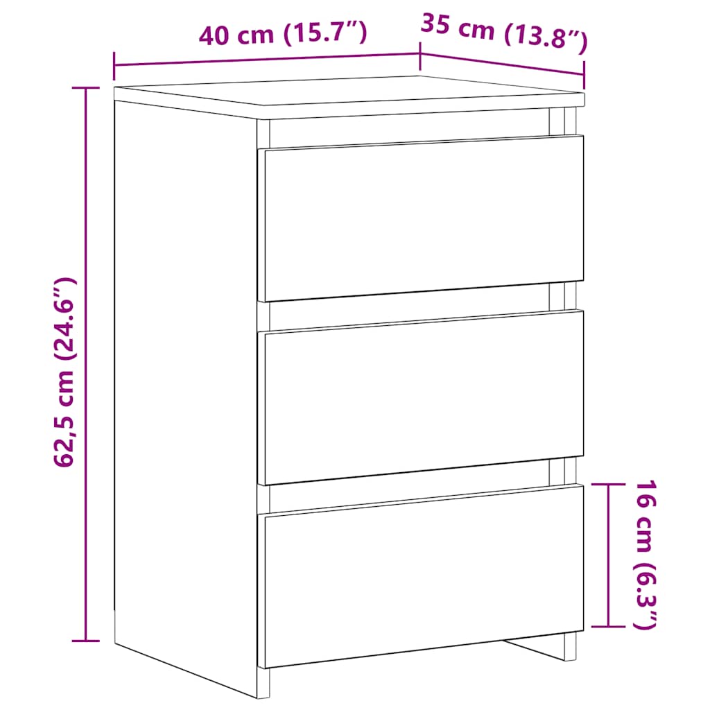 806212 vidaXL Bed Cabinets 2 pcs White 40x35x62,5 cm Engineered Wood