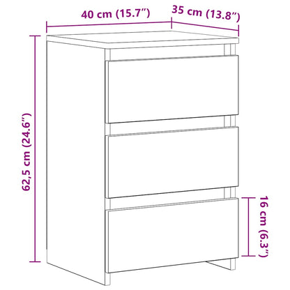 806212 vidaXL Bed Cabinets 2 pcs White 40x35x62,5 cm Engineered Wood