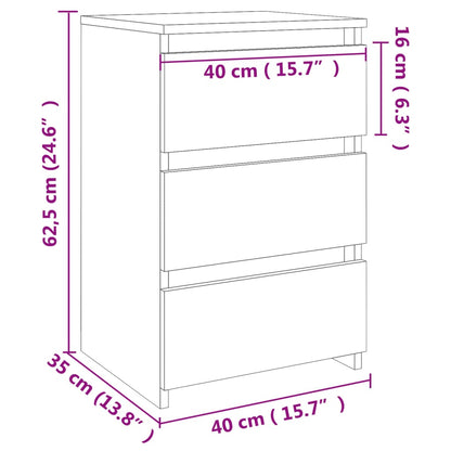 806217 vidaXL Bed Cabinet Sonoma Oak 40x35x62,5 cm Engineered Wood