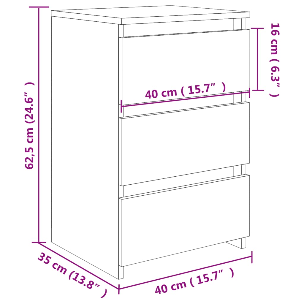 806219 vidaXL Bed Cabinet Concrete Grey 40x35x62,5 cm Engineered Wood