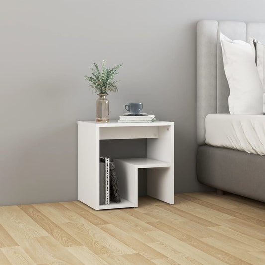 vidaXL Bed Cabinet | White | Engineered wood | Small | Storage | Bedside Table