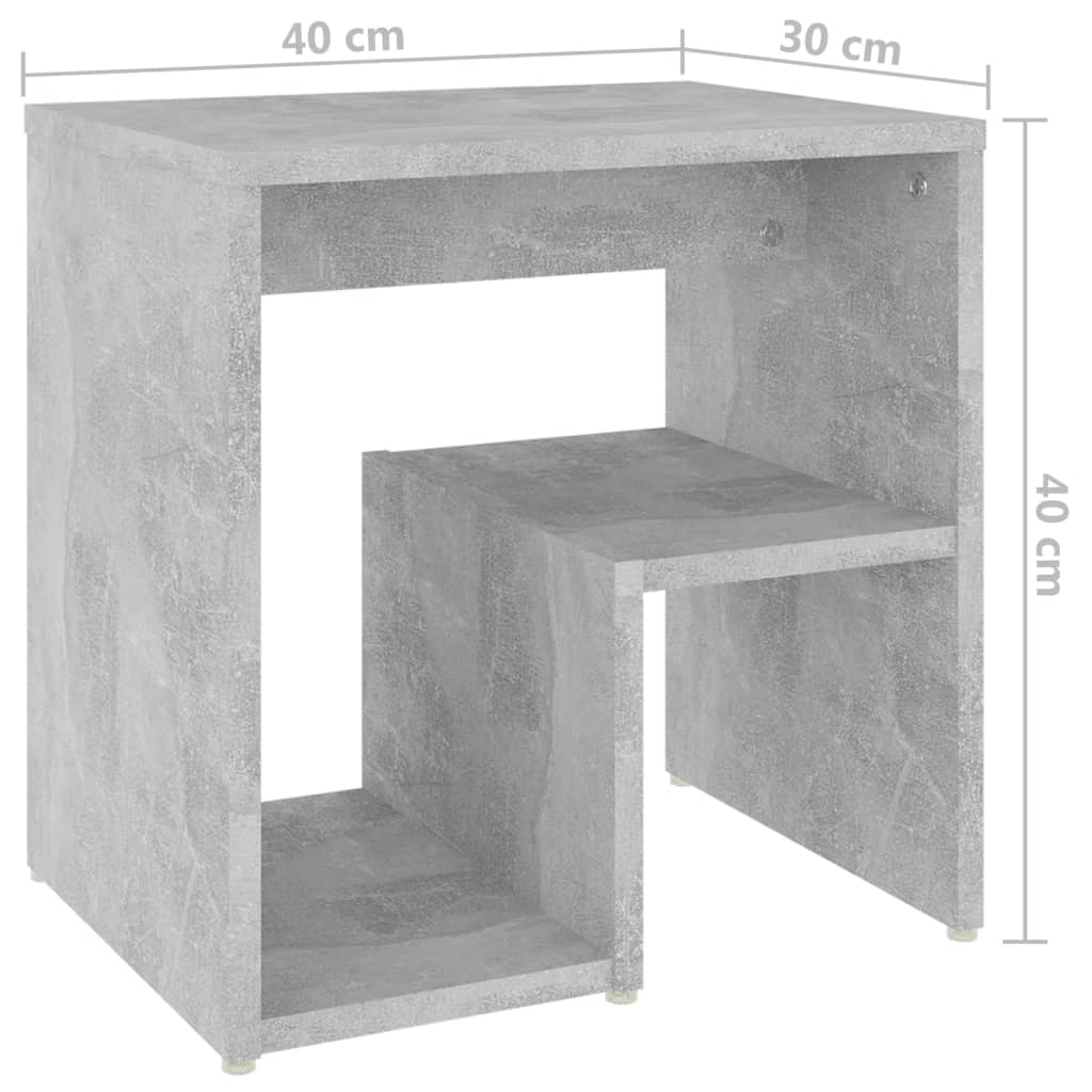 806336 vidaXL Bed Cabinet Concrete Grey 40x30x40 cm Engineered Wood