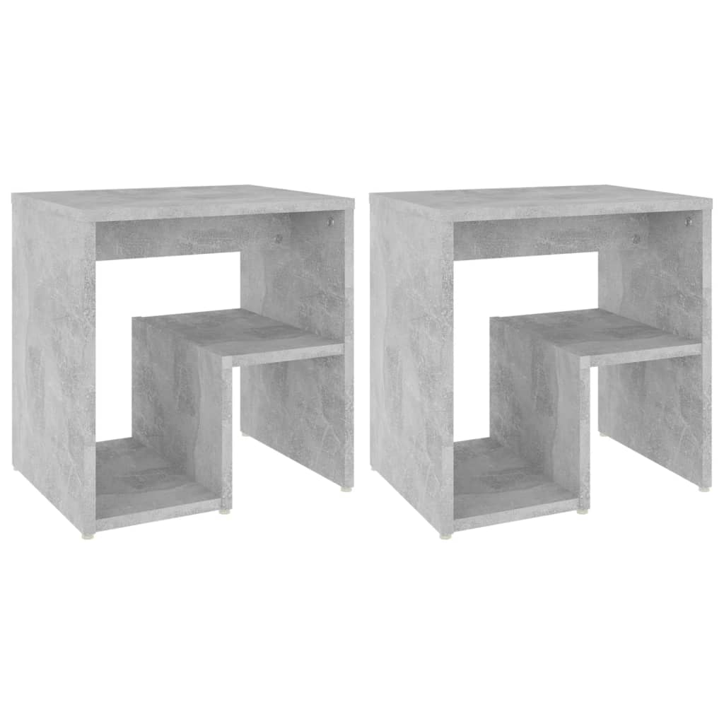 806337 vidaXL Bed Cabinets 2 pcs Concrete Grey 40x30x40 cm Engineered Wood