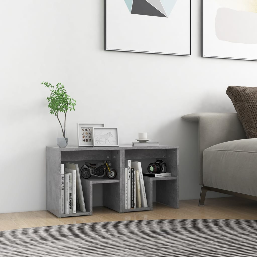 806337 vidaXL Bed Cabinets 2 pcs Concrete Grey 40x30x40 cm Engineered Wood