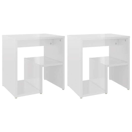 vidaXL Bed Cabinets 2 pcs High Gloss White 40x30x40 cm Engineered Wood