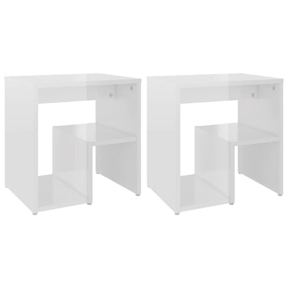 806341 vidaXL Bed Cabinets 2 pcs High Gloss White 40x30x40 cm Engineered Wood