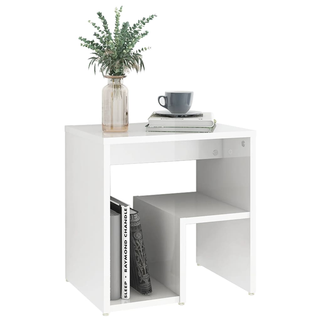 806341 vidaXL Bed Cabinets 2 pcs High Gloss White 40x30x40 cm Engineered Wood