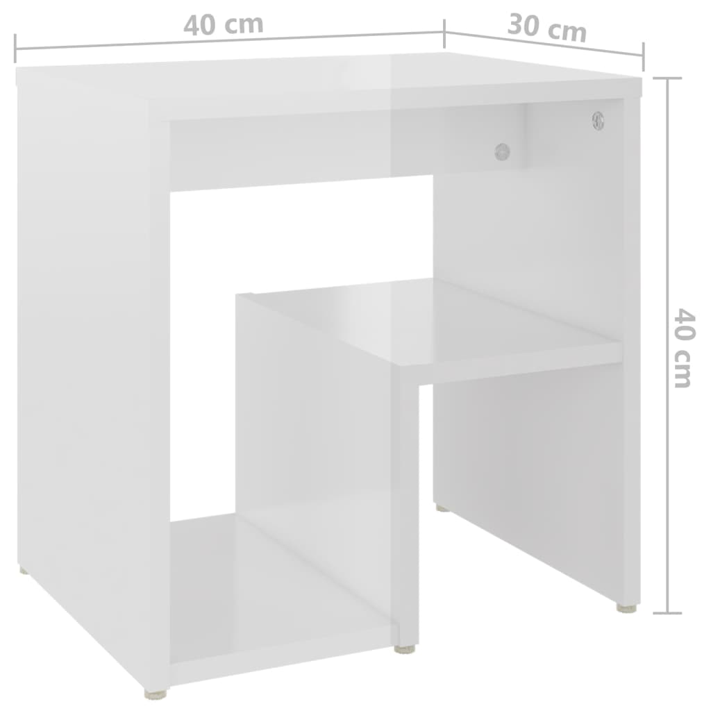 806341 vidaXL Bed Cabinets 2 pcs High Gloss White 40x30x40 cm Engineered Wood
