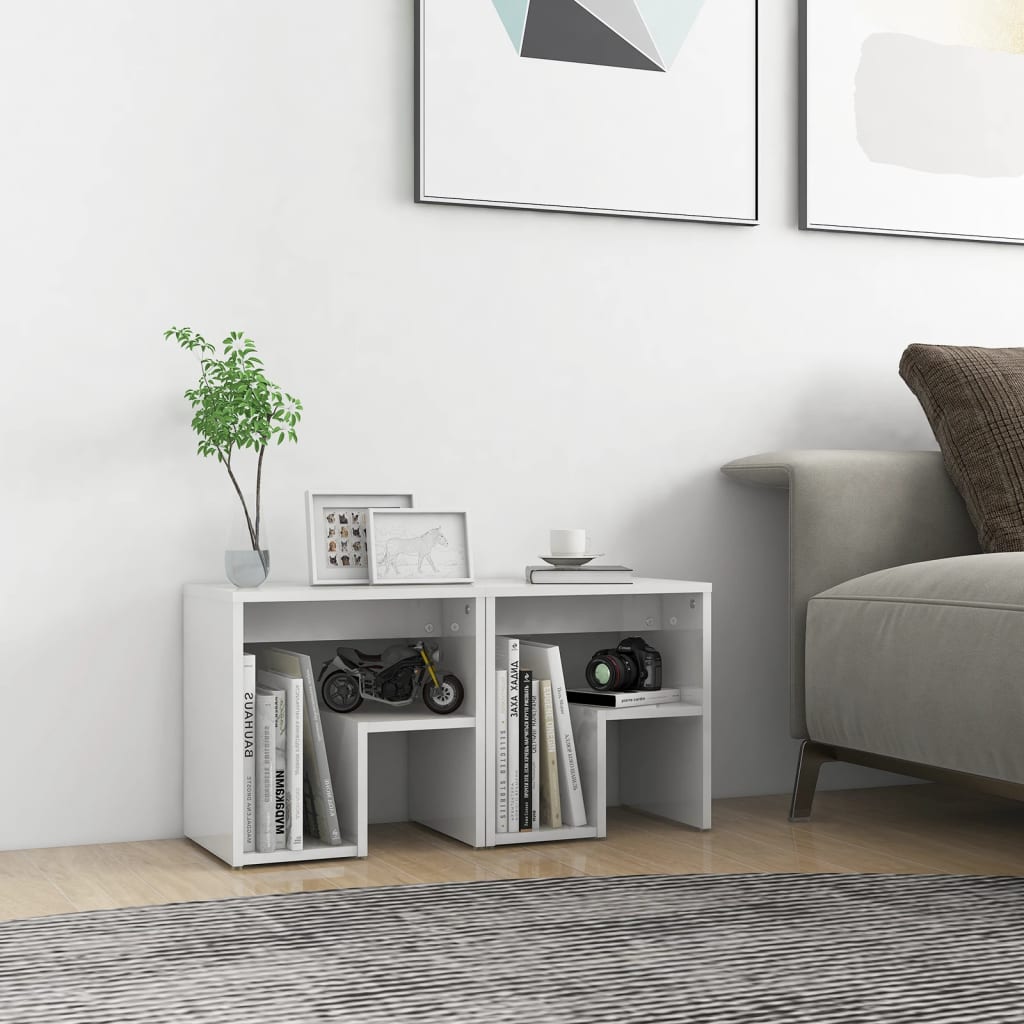 806341 vidaXL Bed Cabinets 2 pcs High Gloss White 40x30x40 cm Engineered Wood