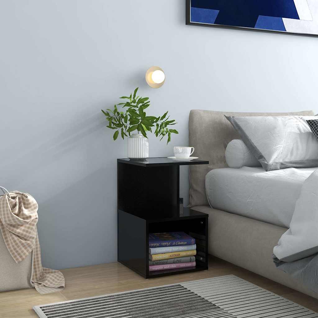 806348 vidaXL Bedside Cabinet Black 35x35x55 cm Engineered Wood