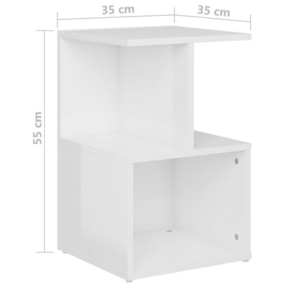 806358 vidaXL Bedside Cabinet High Gloss White 35x35x55 cm Engineered Wood