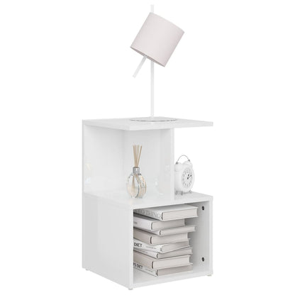 806359 vidaXL Bedside Cabinets 2 pcs High Gloss White 35x35x55 cm Engineered Wood