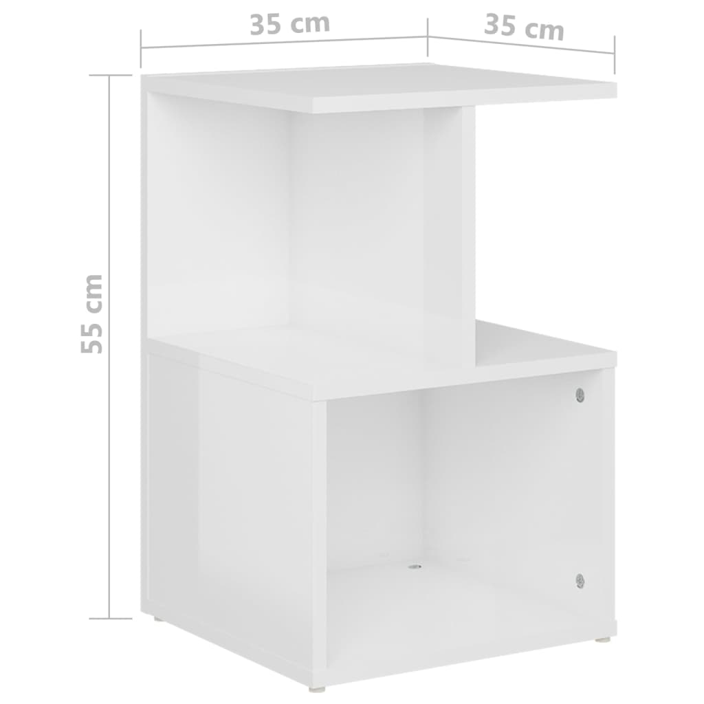 806359 vidaXL Bedside Cabinets 2 pcs High Gloss White 35x35x55 cm Engineered Wood