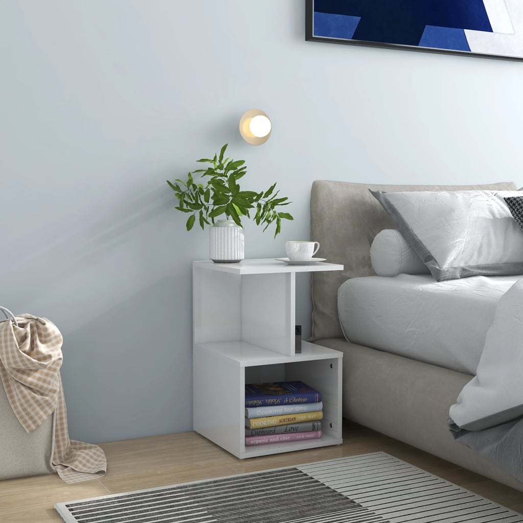 806359 vidaXL Bedside Cabinets 2 pcs High Gloss White 35x35x55 cm Engineered Wood