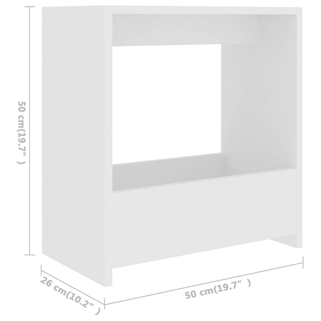 806687 vidaXL Side Table White 50x26x50 cm Engineered Wood