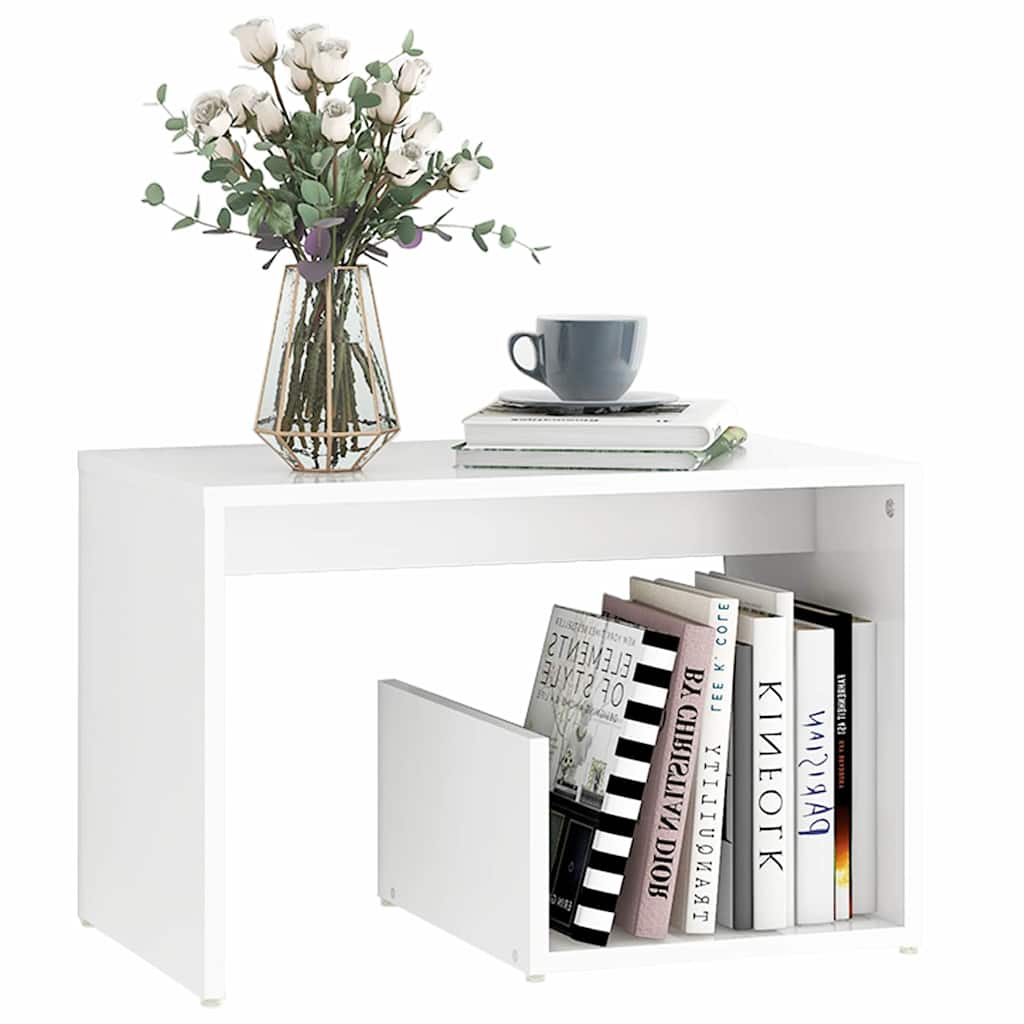 806696 vidaXL Side Table White 59x36x38 cm Engineered Wood