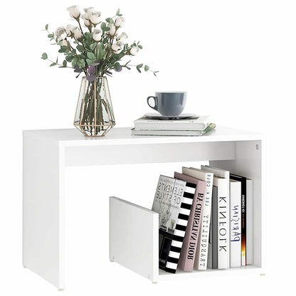 806696 vidaXL Side Table White 59x36x38 cm Engineered Wood