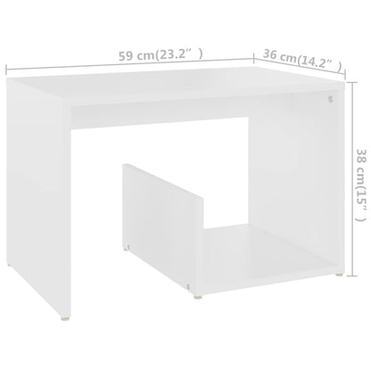 806696 vidaXL Side Table White 59x36x38 cm Engineered Wood