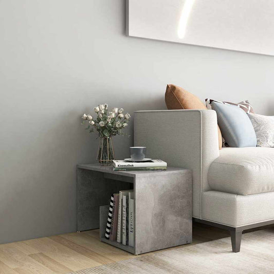 806700 vidaXL Side Table Concrete Grey 59x36x38 cm Engineered Wood