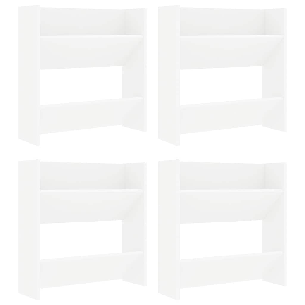806716 vidaXL Wall Shoe Cabinets 4 pcs White 60x18x60 cm Engineered Wood