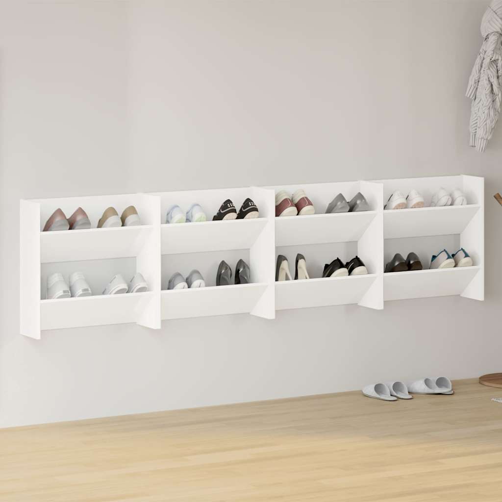 vidaXL Wall Shoe Cabinets 4 pcs White 60x18x60 cm Engineered Wood