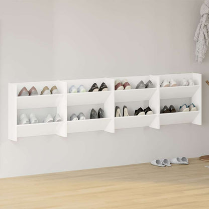 vidaXL Wall Shoe Cabinets 4 pcs White 60x18x60 cm Engineered Wood