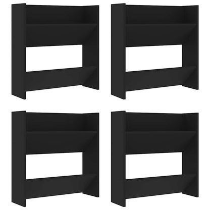 806719 vidaXL Wall Shoe Cabinets 4 pcs Black 60x18x60 cm Engineered Wood