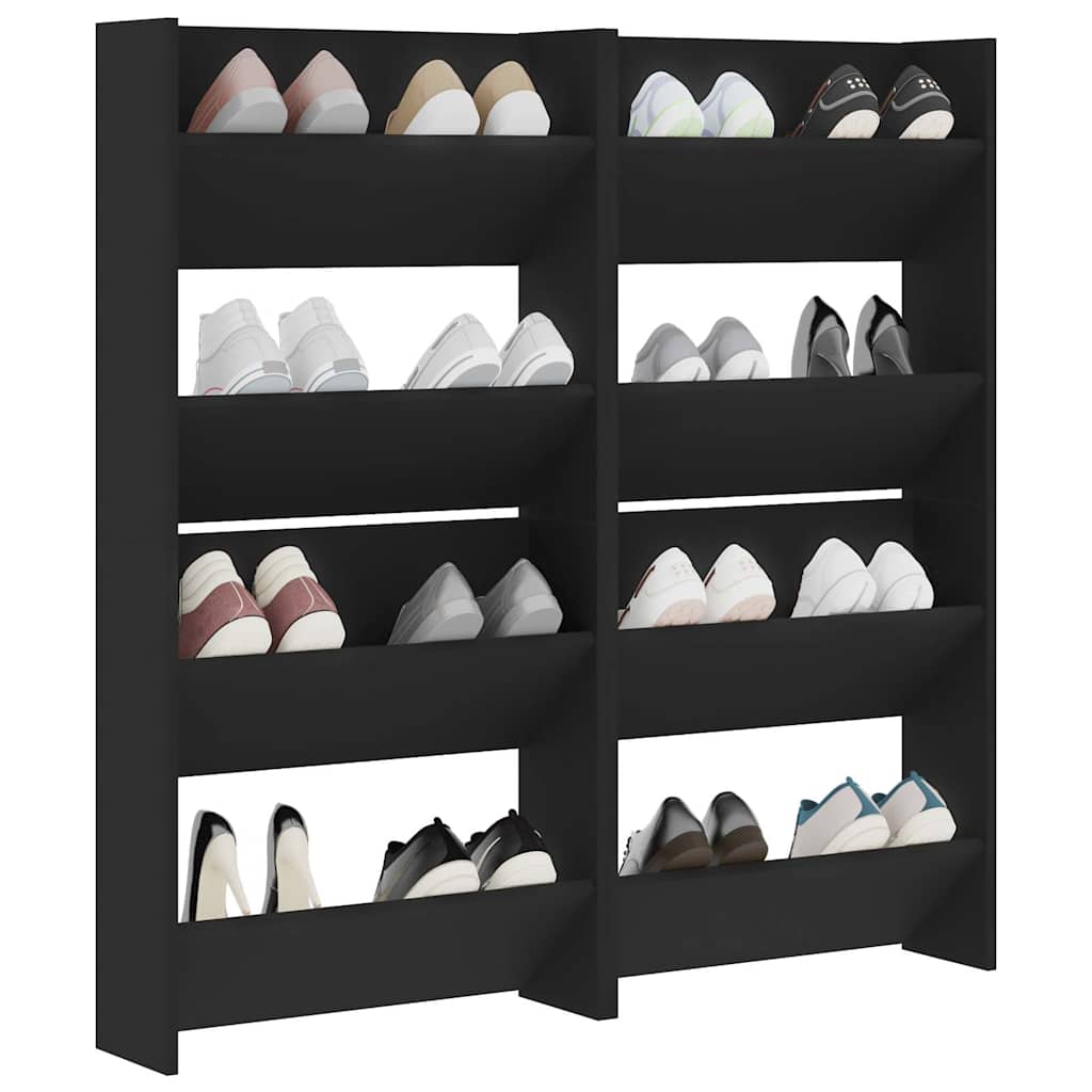 806719 vidaXL Wall Shoe Cabinets 4 pcs Black 60x18x60 cm Engineered Wood