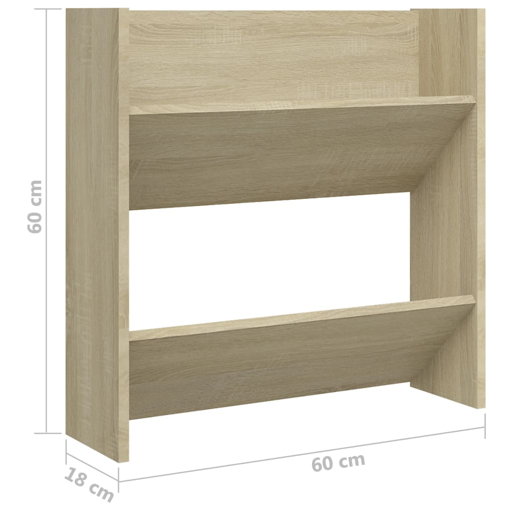 vidaXL Wall Shoe Cabinet Sonoma Oak 60x18x60 cm Engineered Wood