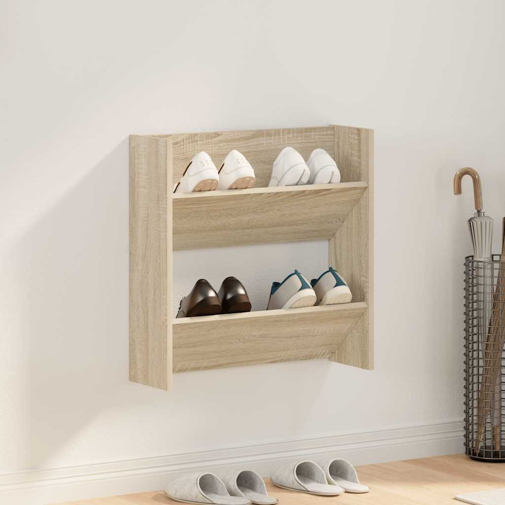 vidaXL Wall Shoe Cabinet Sonoma Oak 60x18x60 cm Engineered Wood