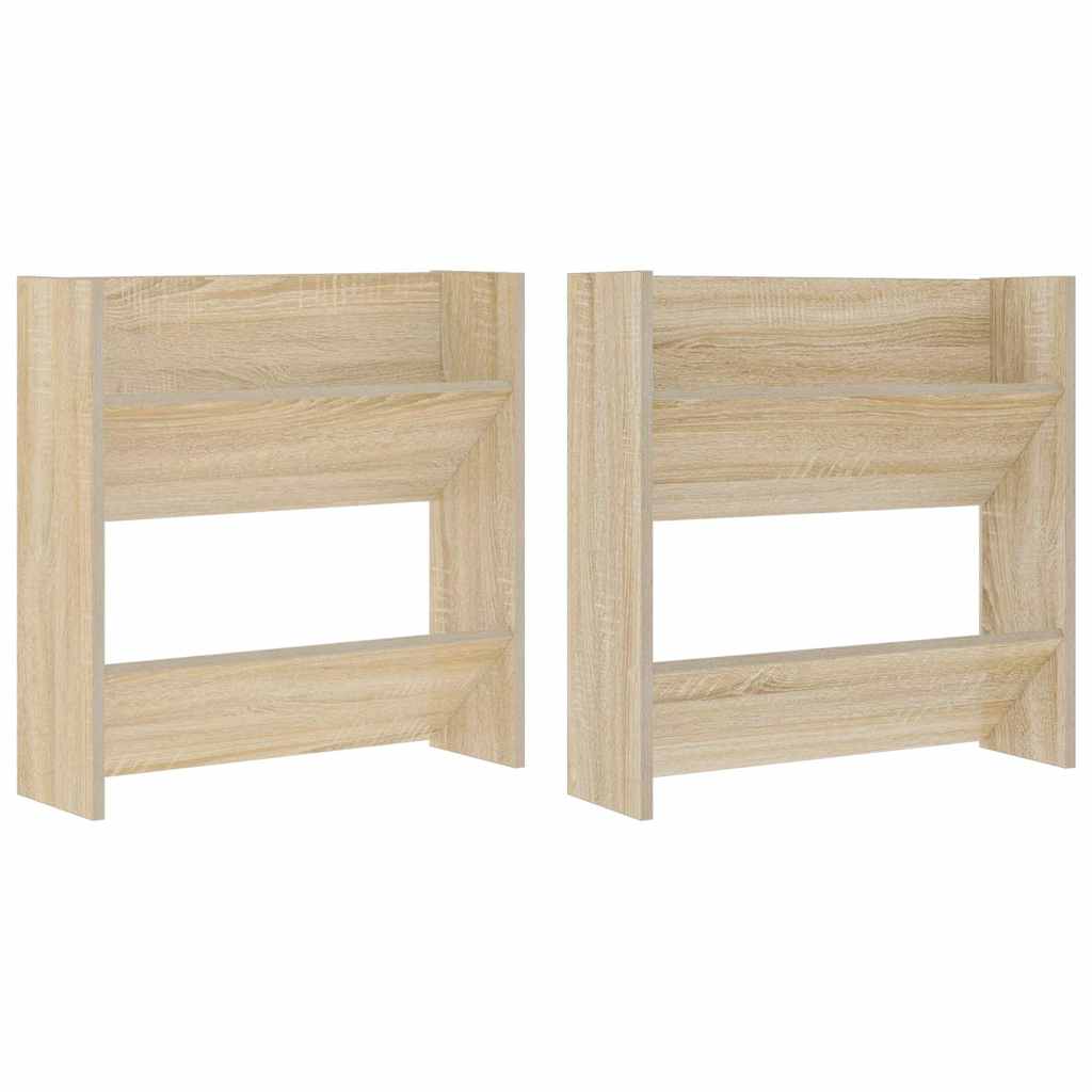 vidaXL Wall Shoe Cabinets 2 pcs Sonoma Oak 60x18x60cm Engineered Wood