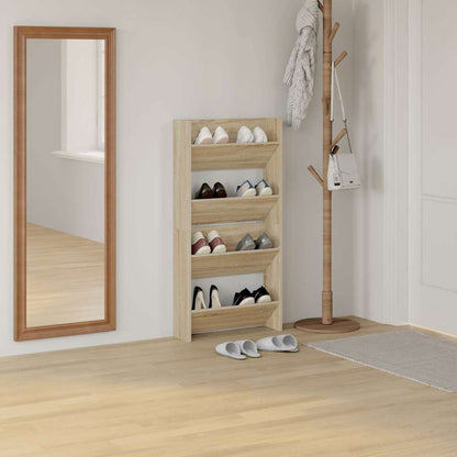 806724 vidaXL Wall Shoe Cabinets 2 pcs Sonoma Oak 60x18x60cm Engineered Wood