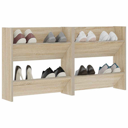 vidaXL Wall Shoe Cabinets 2 pcs Sonoma Oak 60x18x60cm Engineered Wood