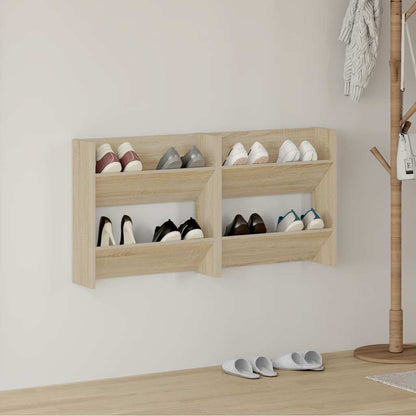 vidaXL Wall Shoe Cabinets 2 pcs Sonoma Oak 60x18x60cm Engineered Wood