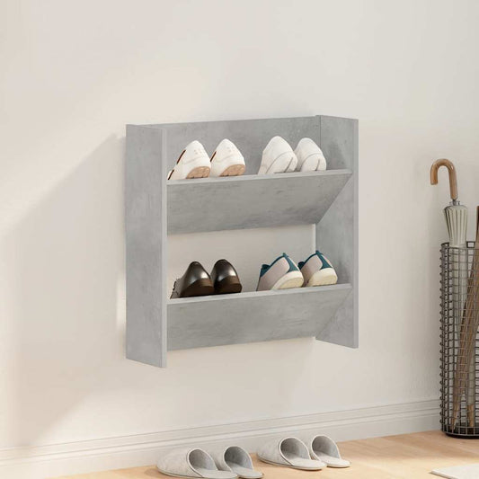 vidaXL Wall Shoe Cabinet Concrete Grey 60x18x60 cm Engineered Wood