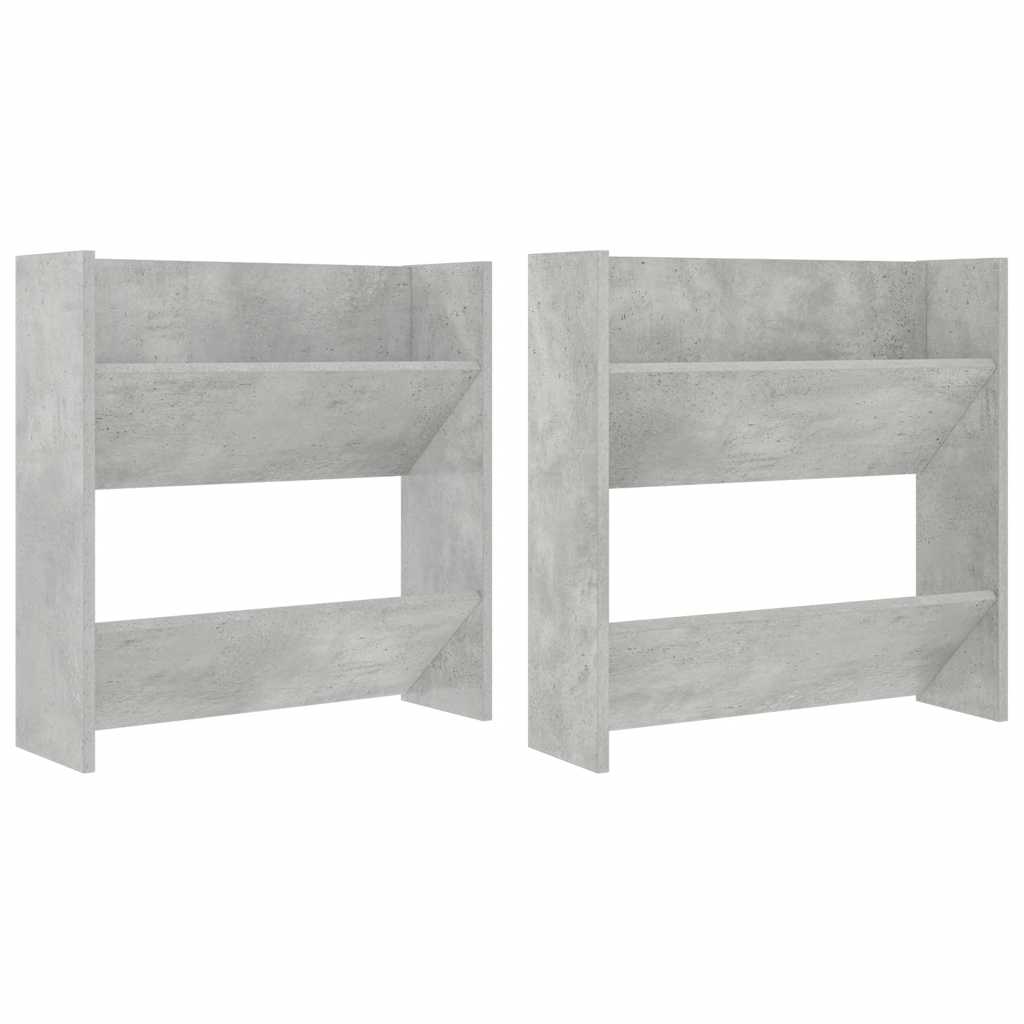 vidaXL Wall Shoe Cabinets 2 pcs Concrete Grey 60x18x60 cm Engineered Wood