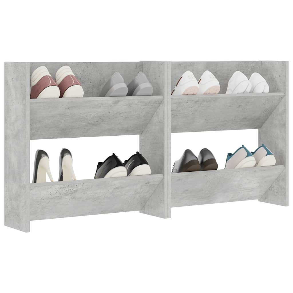 vidaXL Wall Shoe Cabinets 2 pcs Concrete Grey 60x18x60 cm Engineered Wood