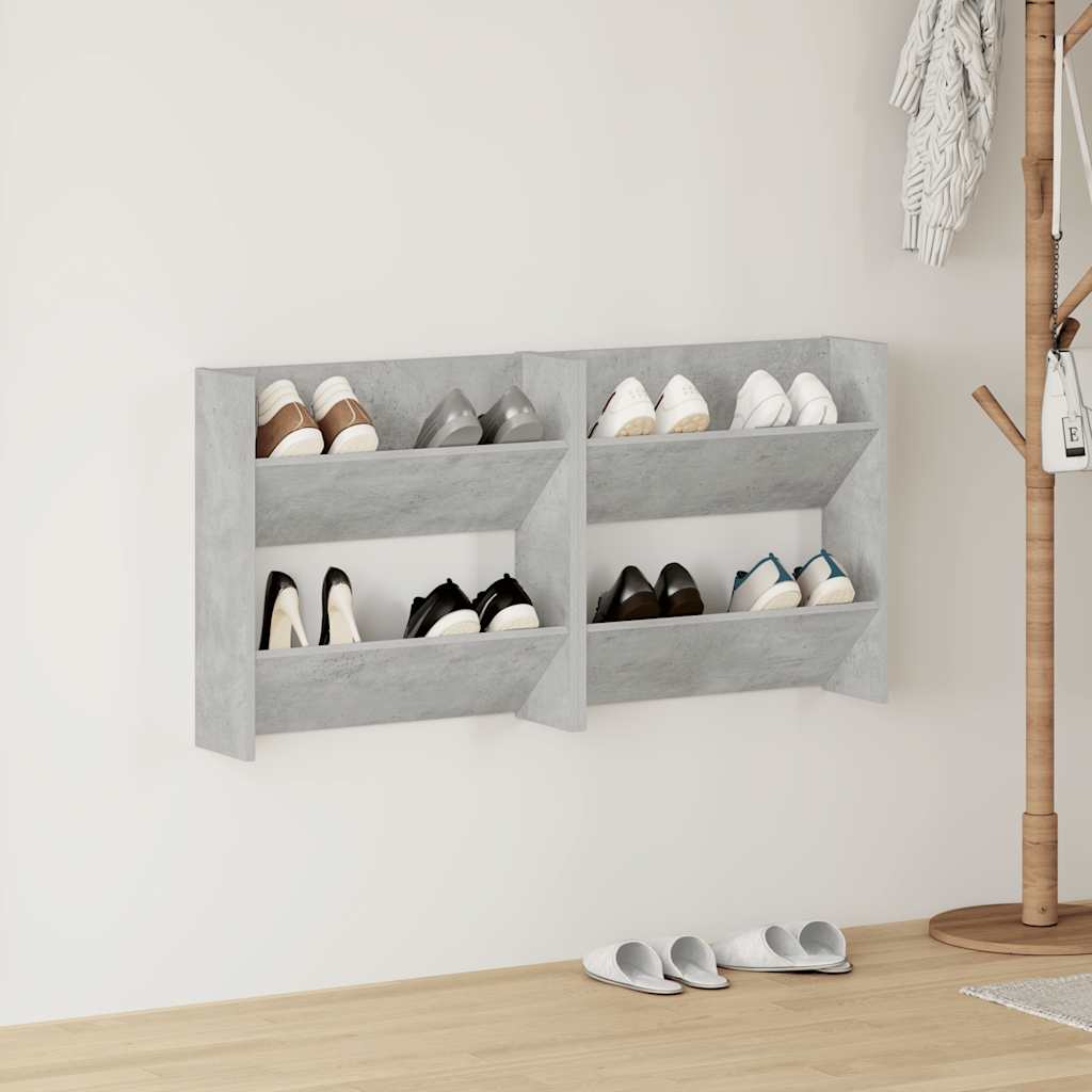 vidaXL Wall Shoe Cabinets 2 pcs Concrete Grey 60x18x60 cm Engineered Wood