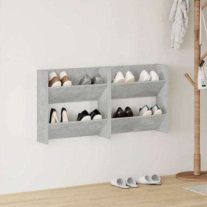 vidaXL Wall Shoe Cabinets 2 pcs Concrete Grey 60x18x60 cm Engineered Wood