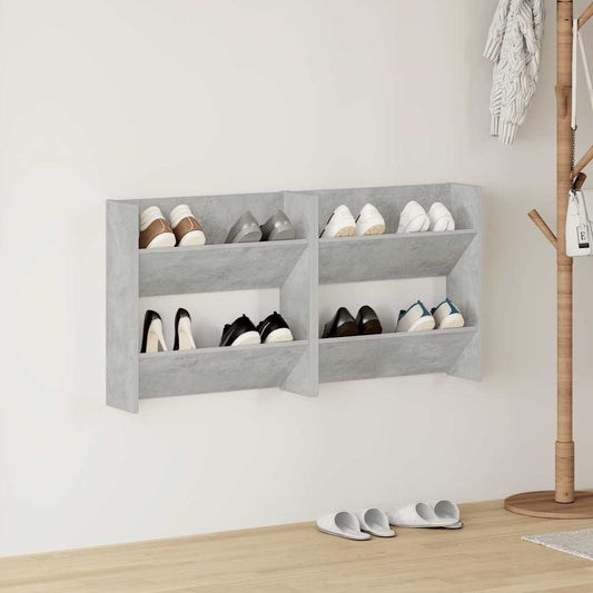 vidaXL Wall Shoe Cabinets 2 pcs Concrete Grey 60x18x60 cm Engineered Wood