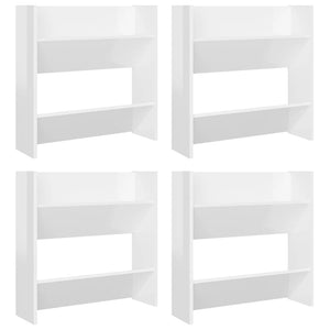 vidaXL Wall Shoe Cabinets 4 pcs High Gloss White 60x18x60 cm Engineered Wood