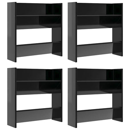 vidaXL Wall Shoe Cabinets 4 pcs High Gloss Black 60x18x60 cm