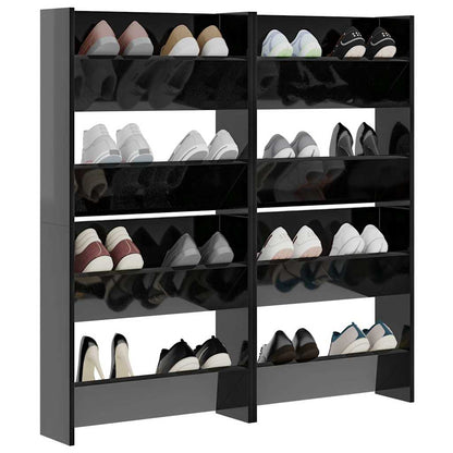 vidaXL Wall Shoe Cabinets 4 pcs High Gloss Black 60x18x60 cm