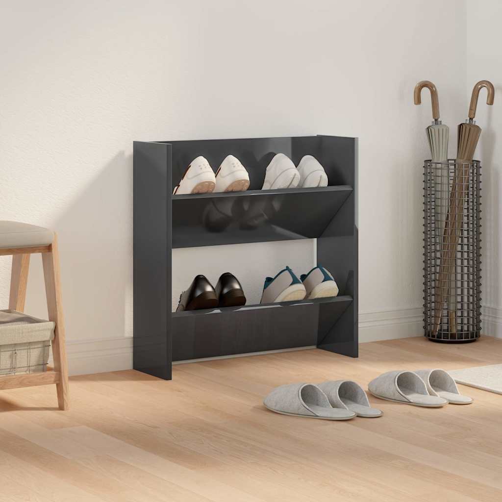 806738 vidaXL Wall Shoe Cabinet High Gloss Grey 60x18x60 cm Engineered Wood