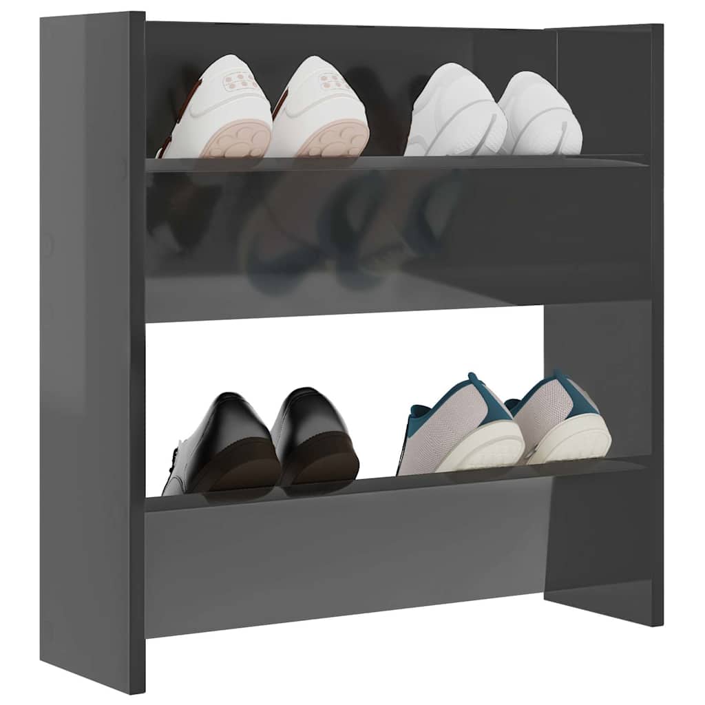 806738 vidaXL Wall Shoe Cabinet High Gloss Grey 60x18x60 cm Engineered Wood
